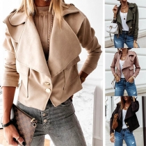 Fashion Solid Color Long Sleeve Lapel Jacket