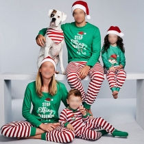 Fashion Christmas Printed Striped Parent-child Nightwear Set