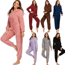 Söt design långärmad plysch overall nattdräkt