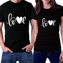 Fashion Short Sleeve Printed Short Sleeve Round Neck Couple T-shirt