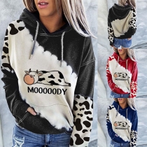 Söt långärmad hoodie med katttryck
