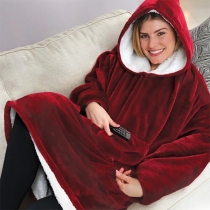 Fashion Solid Color Long Sleeve Hooded Plush Couple Sweatshirt