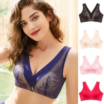 Sexy Solid Color Lace Spliced Push-up Wireless Bra