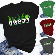 Casual Style Short Sleeve Round Neck Letters Printed T-shirt