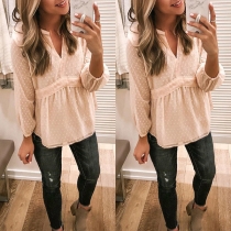 Fashion Long Sleeve V-neck Loose Top