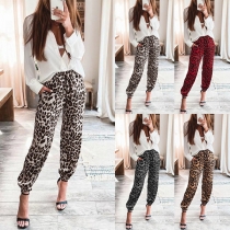 Fashion Elastic Waist Leopard Printed Pants
