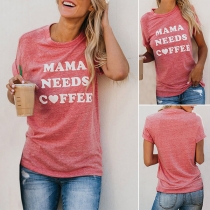 Casual Style Short Sleeve Round Neck Letters Printed T-shirt