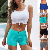 Mode enfärgad mellanhög midja Slim Fit badshorts
