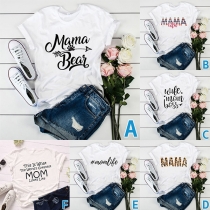 Simple Style Short Sleeve Round Neck Letters Printed Casual T-shirt