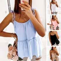 Sexy Backless Solid Color Loose Sling shirt