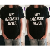 Casual Style Short Sleeve Round Neck Letters Printed Loose T-shirt
