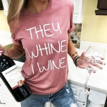 Casual Style Short Sleeve Round Neck Letters Printed T-shirt