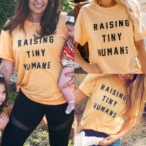 Casual Style Short Sleeve Round Neck Letters Printed Loose T-shirt