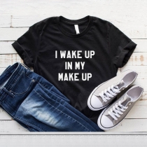 Casual Style Short Sleeve Round Neck Letters Printed T-shirt