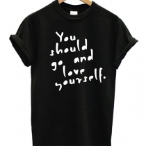 Casual Style Short Sleeve Round Neck Letters Printed T-shirt