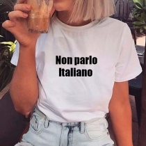 I do not speak English-Shirt with Round Neckline and Short Sleeve