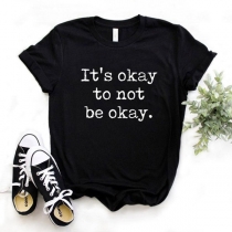 Casual Style Short Sleeve Round Neck Letters Printed T-shirt