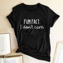 Casual Style Short Sleeve Round Neck Letters Printed T-shirt for Daily Wear