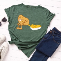 Chic Style Spoof Potato Pattern Short Sleeve Round Neck Casual T-shirt