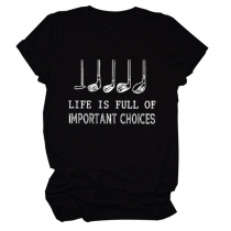 Casual Style Short Sleeve Round Neck Letters Printed T-shirt
