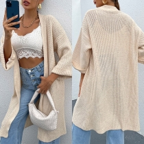 Fashion Solid Color Long Sleeve Loose Knit Cardigan