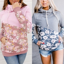 Casual Style Long Sleeve Printed Spliced Hooded Sweatshirt