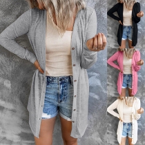 Simple Style Long Sleeve Solid Color Single-breasted Cardigan