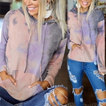 Fashion Tie-dye Printed Long Sleeve Hooded Sweatshirt