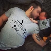 Casual Style Letters Printed Short Sleeve Round Neck Parent-child T-shirt