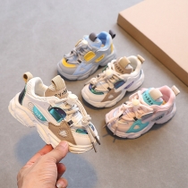 Fashion Contrast Color Round Toe Mesh Breathable Children Sneakers