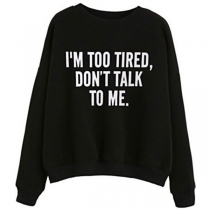 Casual Style Långärmad Rundhals Bokstäver Tryckt Lös Sweatshirt