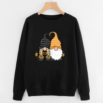 Cute Cartoon Pattern Long Sleeve Round Neck Sweatshirt