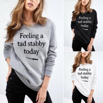 Casual Style Long Sleeve Round Neck Letters Printed Loose Sweatshirt