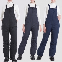 Fashion Solid Color Waterproof Ski Pants Overalls