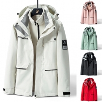 Fashion Long Sleeve 3 in 1 Detachable Couple Outdoor Ski Jacket
