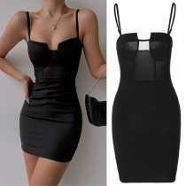 Sexy Backless Solid Color Slim Fit Sling Dress
