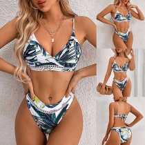 Bohemia Style Floral Printed Bikini Set