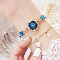 Fashion Rhinestone Damklocka Vattentät Quartz Watch