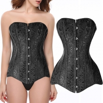 Sexig axelbandslös jacquard-korsett