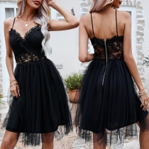 Sexy Lace Spliced V-neck Slip Dress