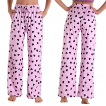 Casual Heart Printed Loungewear Pants