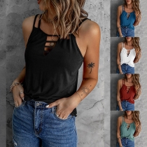 Sexig Stripe Cutout V-ringad Ärmfri blus