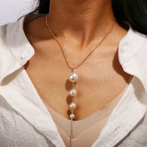 Vintagehalsband med imitationpärla och tofs