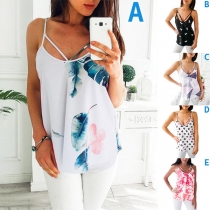 Casual Floral Printed Cutout Cami Top