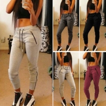 Casual joggingsbyxor med kontrasterande dragkedja