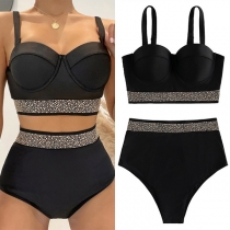 Fashion Bling-bling Bikini Set consist of Push-up Bikini Top and High-rise Bikini Bottoms