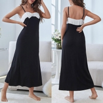 Fashion Contrast Color Bowknot Nightwear Dress