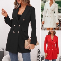 Fashion Long Sleeve Double-breasted Blazer