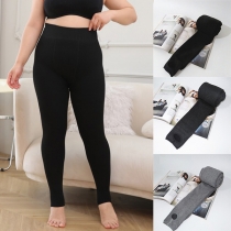 Vinterfleecefodrade leggings - ribbade tjocka strumpbyxor Termoleggings-Stirrup Byxor Plyschvärmebyxor