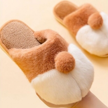 Corgi Dog Butt Tofflor i bomull Mjuk sula Varma plysch tofflor